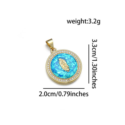 1 Piece 20 * 33mm Copper Zircon 18K Gold Plated Round Virgin Mary Polished Pendant