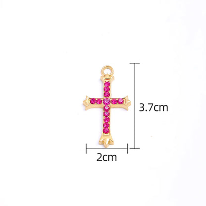 1 Piece 20*37mm 304 Stainless Steel Zircon Cross Pendant