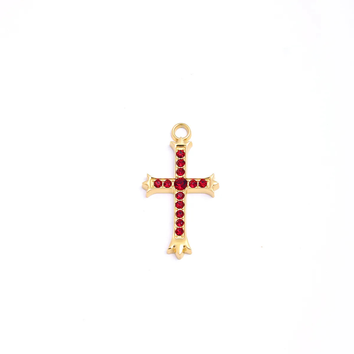 1 Piece 20*37mm 304 Stainless Steel Zircon Cross Pendant