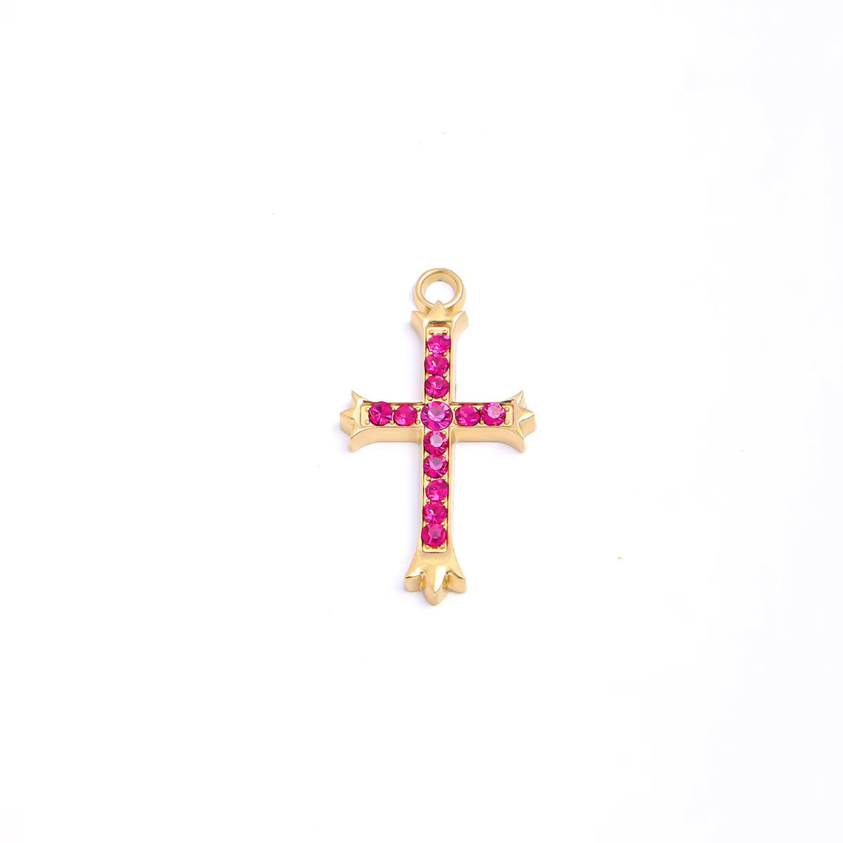 1 Piece 20*37mm 304 Stainless Steel Zircon Cross Pendant