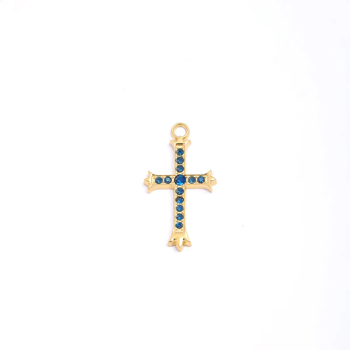 1 Piece 20*37mm 304 Stainless Steel Zircon Cross Pendant