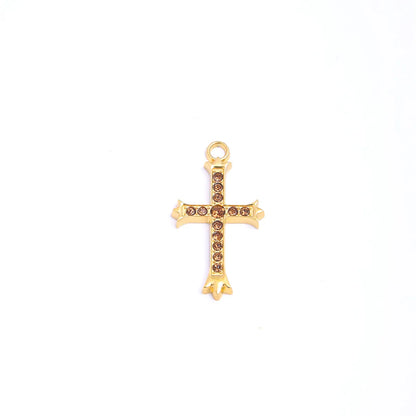 1 Piece 20*37mm 304 Stainless Steel Zircon Cross Pendant