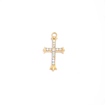 1 Piece 20*37mm 304 Stainless Steel Zircon Cross Pendant