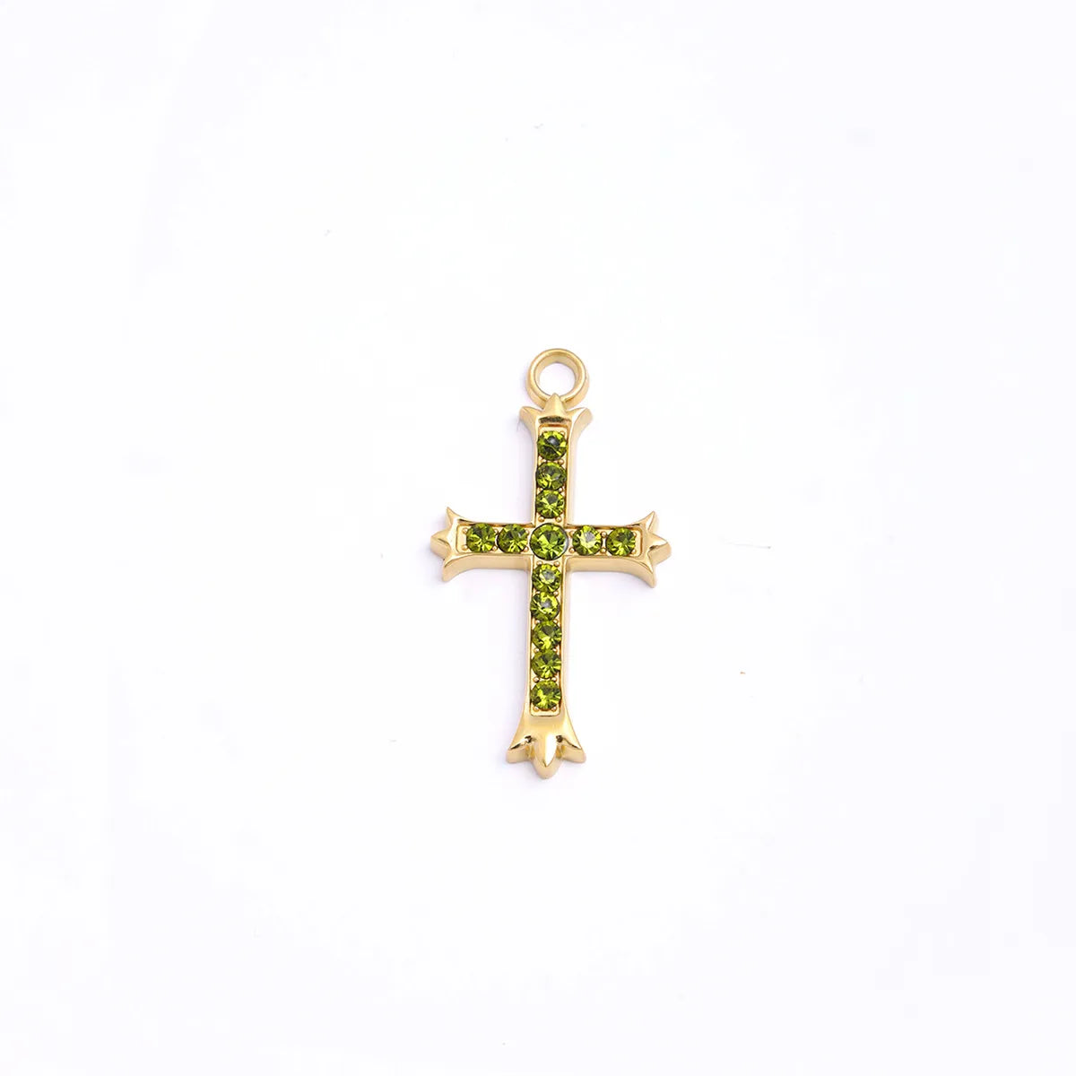 1 Piece 20*37mm 304 Stainless Steel Zircon Cross Pendant