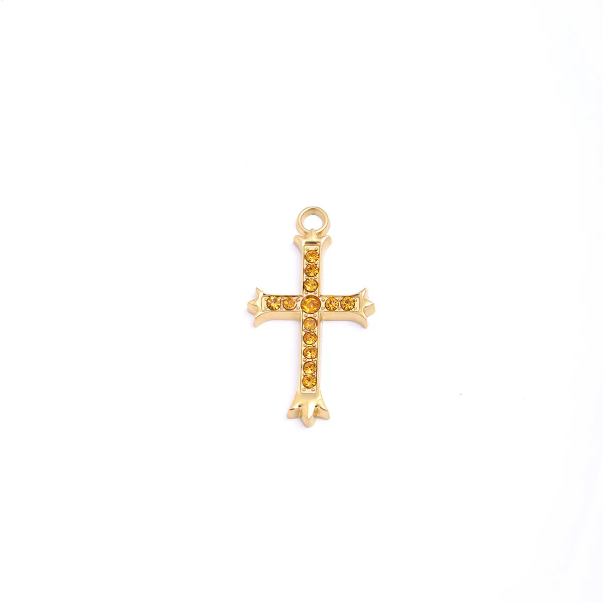 1 Piece 20*37mm 304 Stainless Steel Zircon Cross Pendant