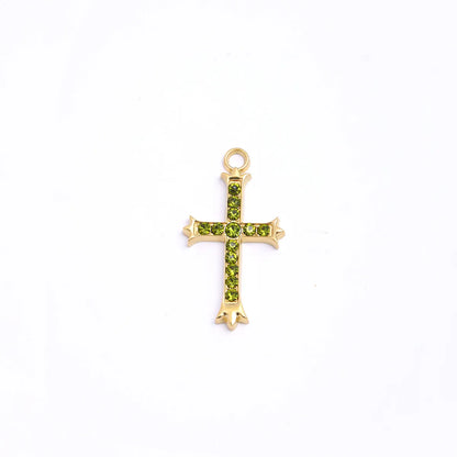 1 Piece 20*37mm 304 Stainless Steel Zircon Cross Pendant