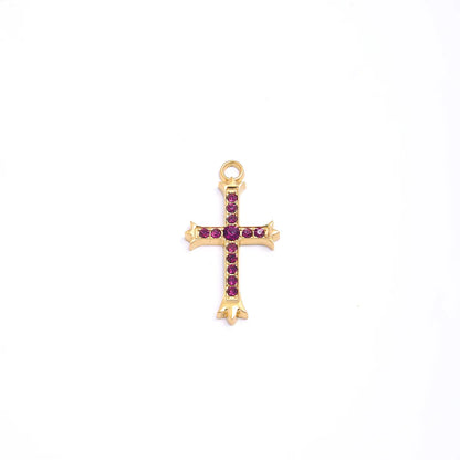 1 Piece 20*37mm 304 Stainless Steel Zircon Cross Pendant