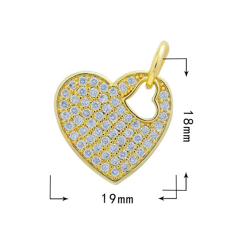 1 Piece 21 * 18mm 23*20.5mm Copper Zircon Gesture Tree Heart Shape Pendant