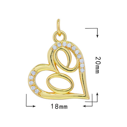 1 Piece 21 * 18mm 23*20.5mm Copper Zircon Gesture Tree Heart Shape Pendant