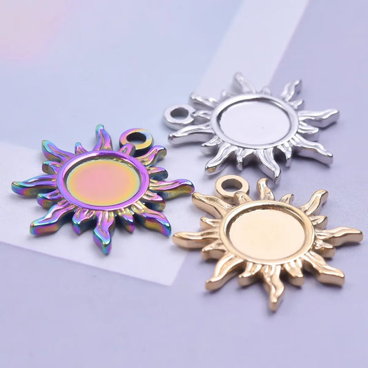 1 Piece 21*19mm 304 Stainless Steel 18K Gold Plated Sun Pendant