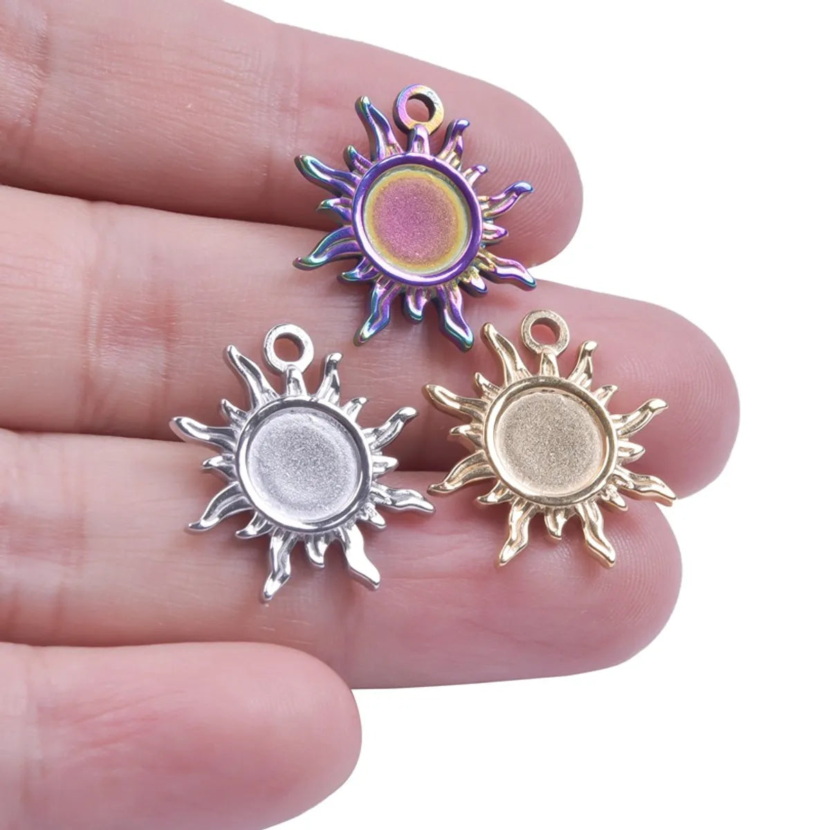 1 Piece 21*19mm 304 Stainless Steel 18K Gold Plated Sun Pendant