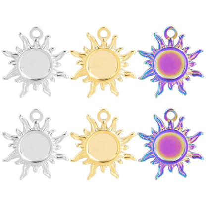 1 Piece 21*19mm 304 Stainless Steel 18K Gold Plated Sun Pendant