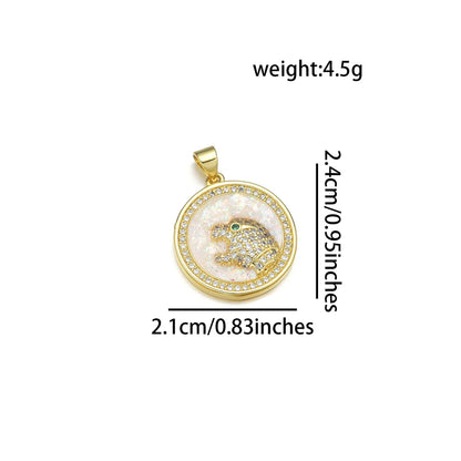 1 Piece 21 * 24mm 21*29mm 22*24MM Copper Artificial Rhinestones 18K Gold Plated Animal Round Polished Pendant