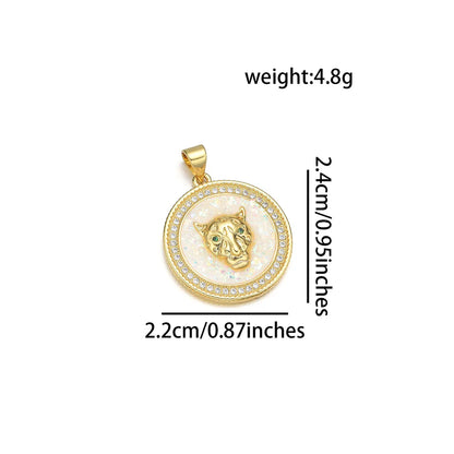 1 Piece 21 * 24mm 21*29mm 22*24MM Copper Artificial Rhinestones 18K Gold Plated Animal Round Polished Pendant