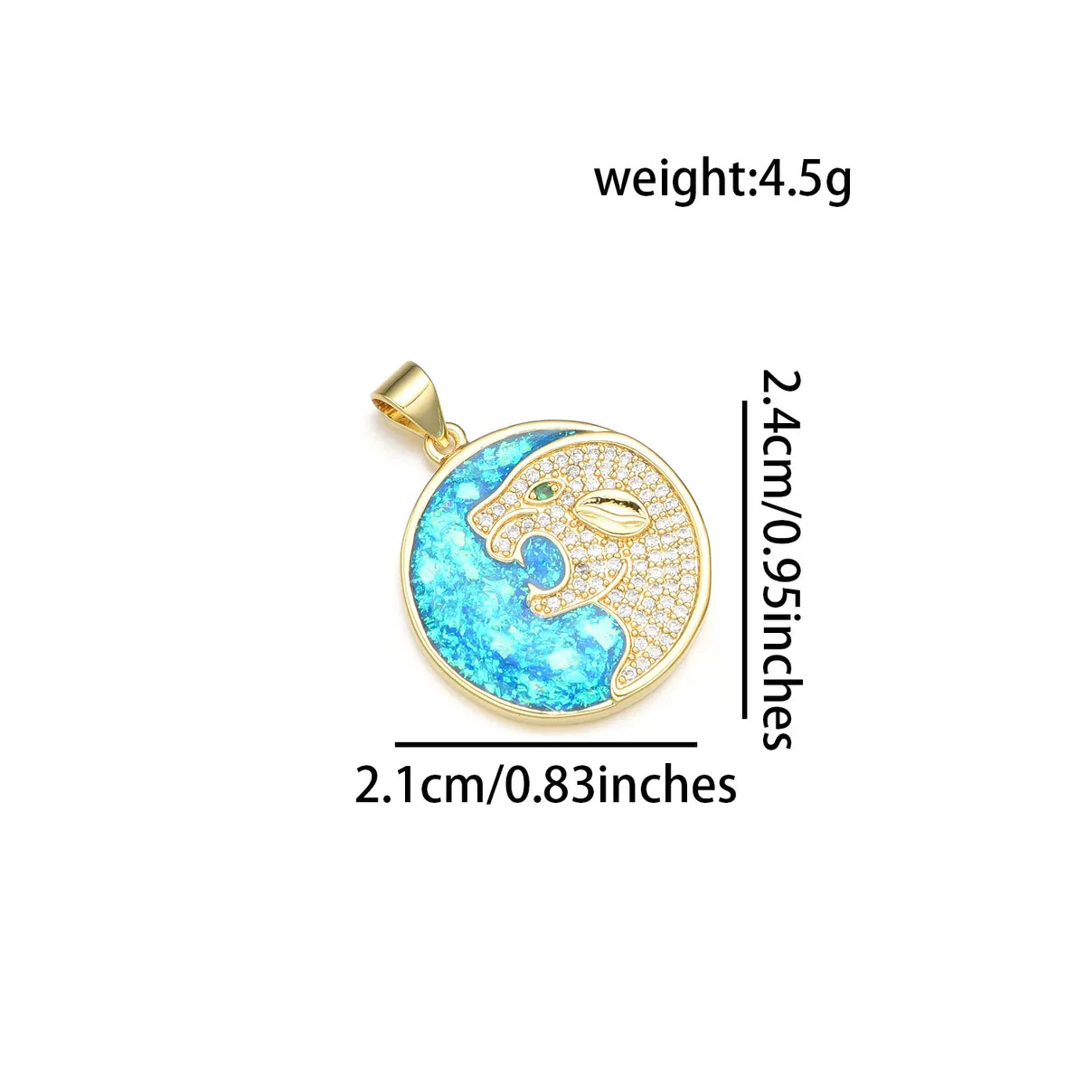 1 Piece 21 * 24mm 21*29mm 22*24MM Copper Artificial Rhinestones 18K Gold Plated Animal Round Polished Pendant