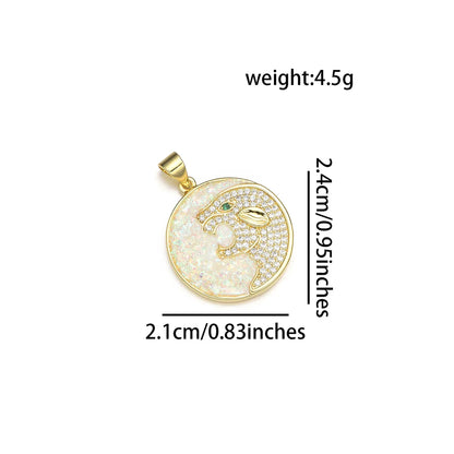 1 Piece 21 * 24mm 21*29mm 22*24MM Copper Artificial Rhinestones 18K Gold Plated Animal Round Polished Pendant