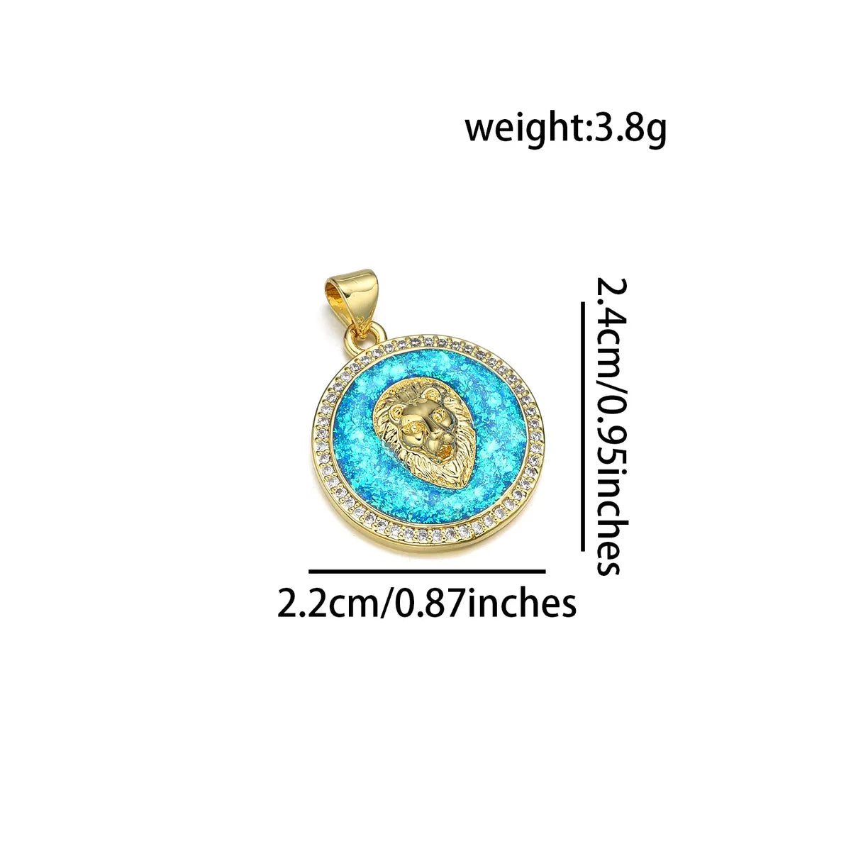 1 Piece 21 * 24mm 21*29mm 22*24MM Copper Artificial Rhinestones 18K Gold Plated Animal Round Polished Pendant