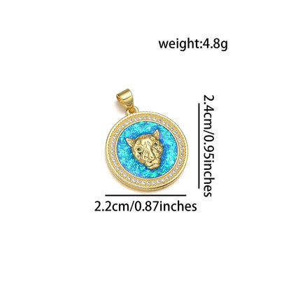 1 Piece 21 * 24mm 21*29mm 22*24MM Copper Artificial Rhinestones 18K Gold Plated Animal Round Polished Pendant