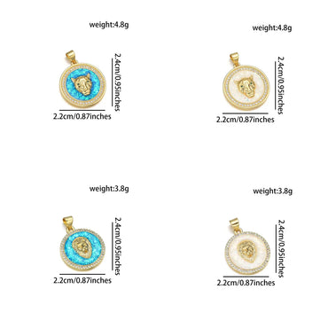 1 Piece 21 * 24mm 21*29mm 22*24MM Copper Artificial Rhinestones 18K Gold Plated Animal Round Polished Pendant