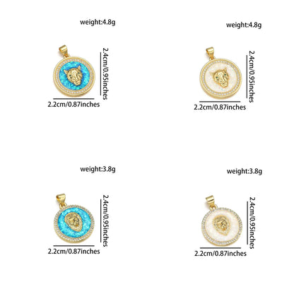 1 Piece 21 * 24mm 21*29mm 22*24MM Copper Artificial Rhinestones 18K Gold Plated Animal Round Polished Pendant