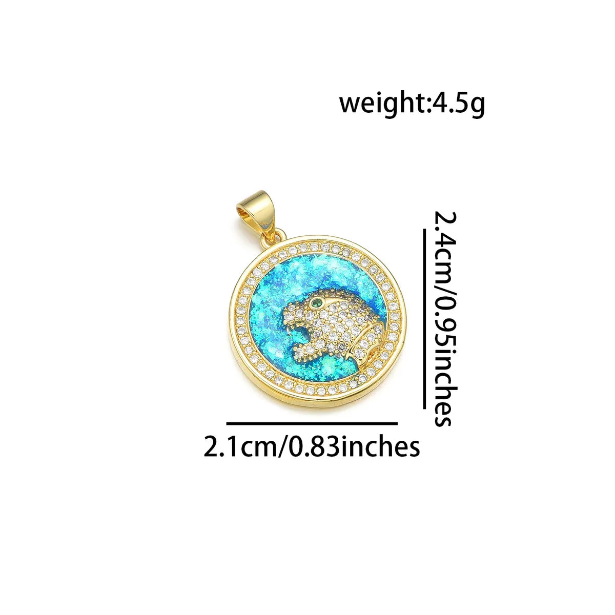 1 Piece 21 * 24mm 21*29mm 22*24MM Copper Artificial Rhinestones 18K Gold Plated Animal Round Polished Pendant