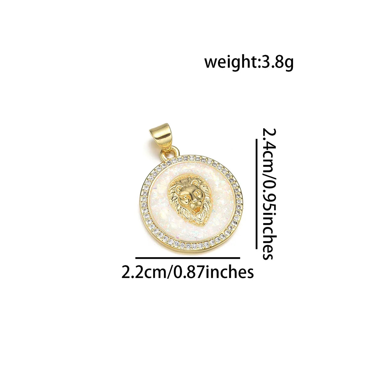 1 Piece 21 * 24mm 21*29mm 22*24MM Copper Artificial Rhinestones 18K Gold Plated Animal Round Polished Pendant