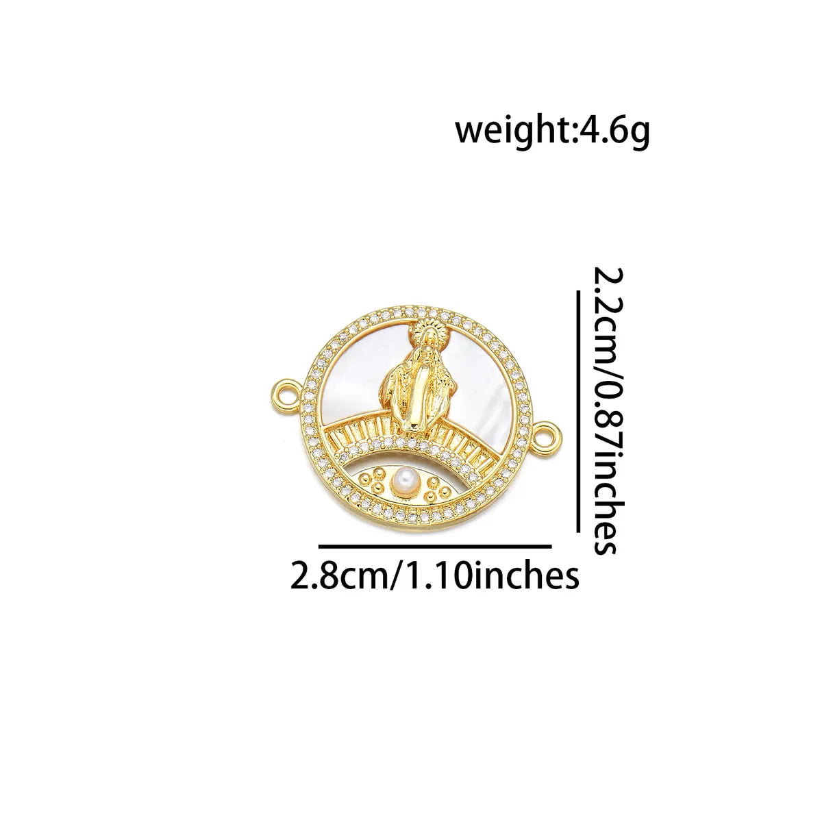 1 Piece 21 * 24mm 25 * 28mm 27 * 28mm Copper Zircon 18K Gold Plated Round Virgin Mary Polished Pendant