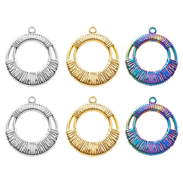 1 Piece 21 * 24mm Hole 2~2.9mm 304 Stainless Steel 18K Gold Plated Circle Polished Pendant