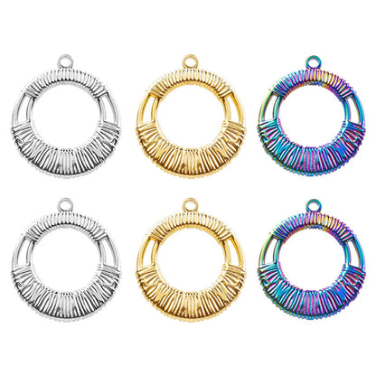 1 Piece 21 * 24mm Hole 2~2.9mm 304 Stainless Steel 18K Gold Plated Circle Polished Pendant