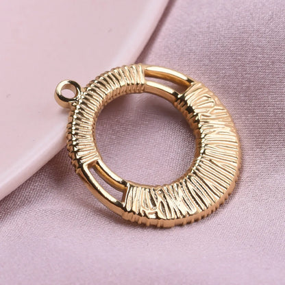 1 Piece 21 * 24mm Hole 2~2.9mm 304 Stainless Steel 18K Gold Plated Circle Polished Pendant