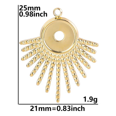 1 Piece 21 * 25mm Hole 1~1.9mm 304 Stainless Steel 18K Gold Plated Sector Polished Pendant