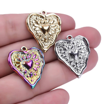 1 Piece 21*26mm 304 Stainless Steel Heart Shape Pendant