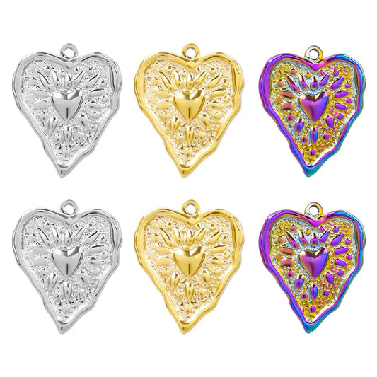 1 Piece 21*26mm 304 Stainless Steel Heart Shape Pendant