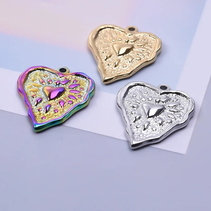 1 Piece 21*26mm 304 Stainless Steel Heart Shape Pendant