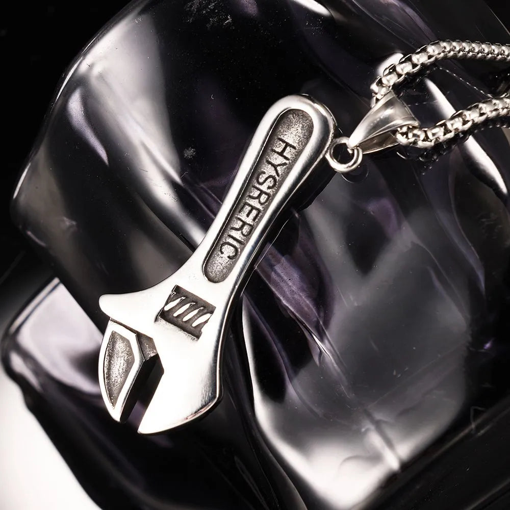 1 Piece 21.8*50.7mm 60cm 316 Stainless Steel  Geometric Wrench Polished Pendant Chain