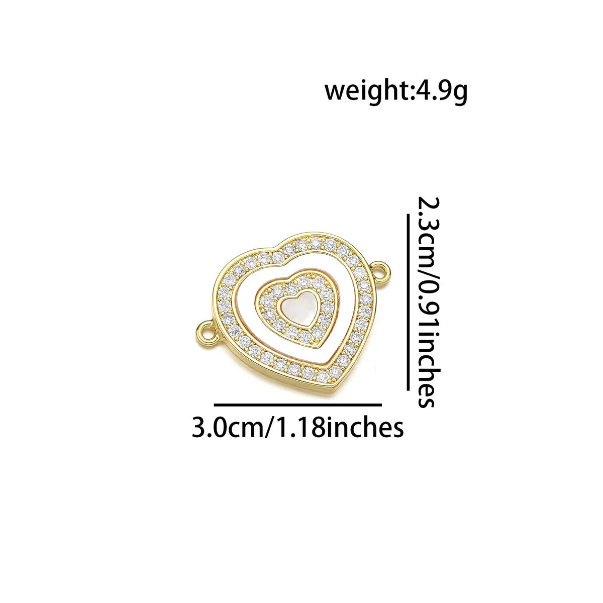 1 Piece 22*25MM 23*15 23 * 25mm Copper Zircon 18K Gold Plated Heart Shape Polished Pendant