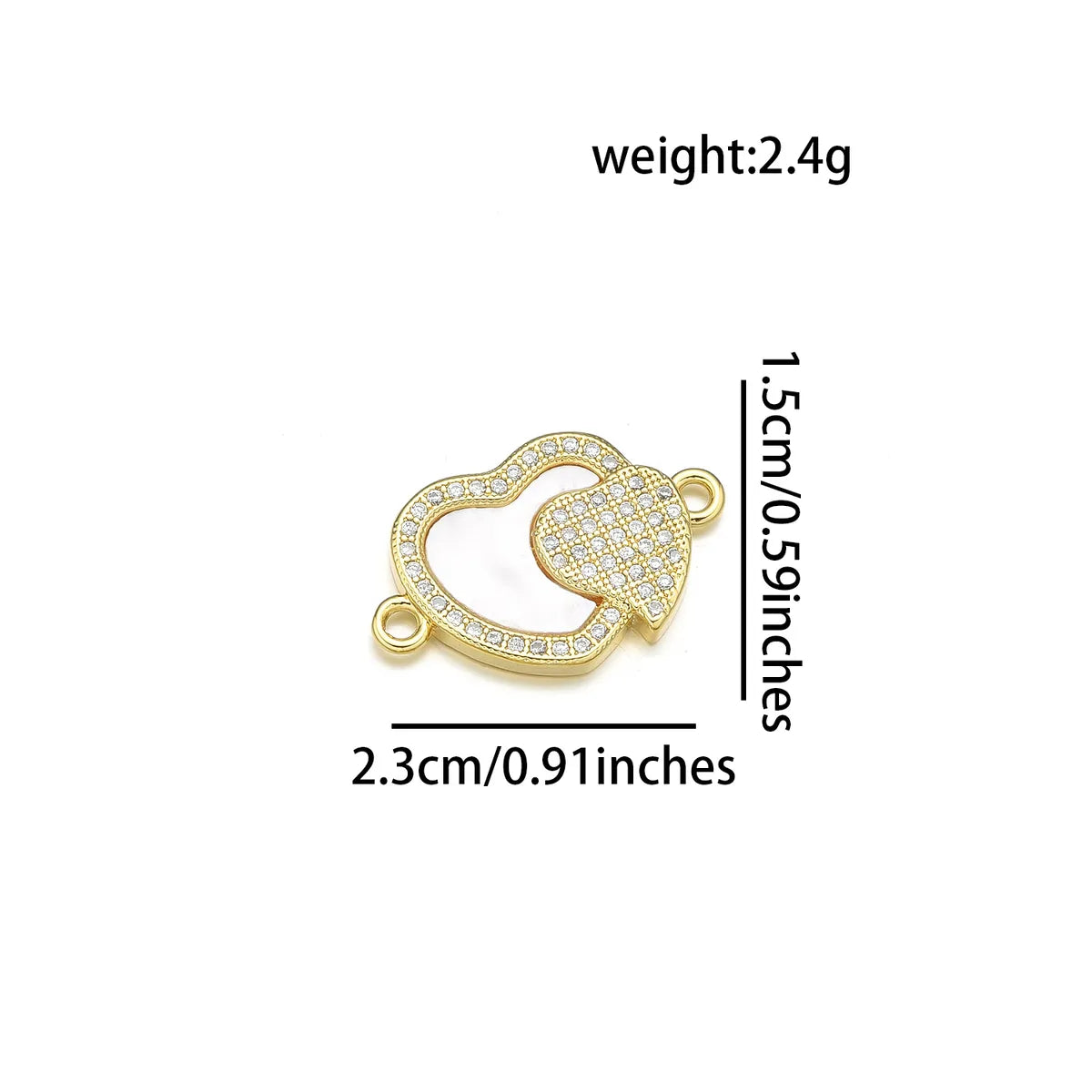 1 Piece 22*25MM 23*15 23 * 25mm Copper Zircon 18K Gold Plated Heart Shape Polished Pendant