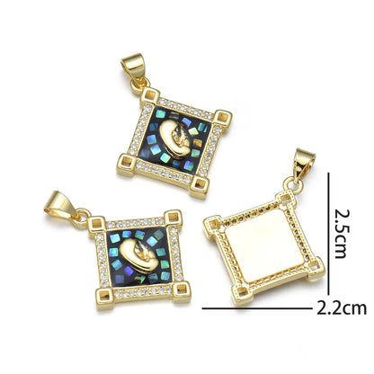 1 Piece 22*25MM Copper Shell Zircon Virgin Mary Rhombus Pendant