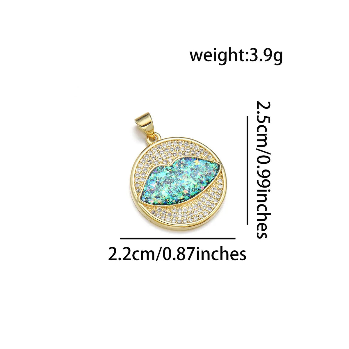 1 Piece 22*25MM Copper Zircon 18K Gold Plated Lips Round Polished Pendant