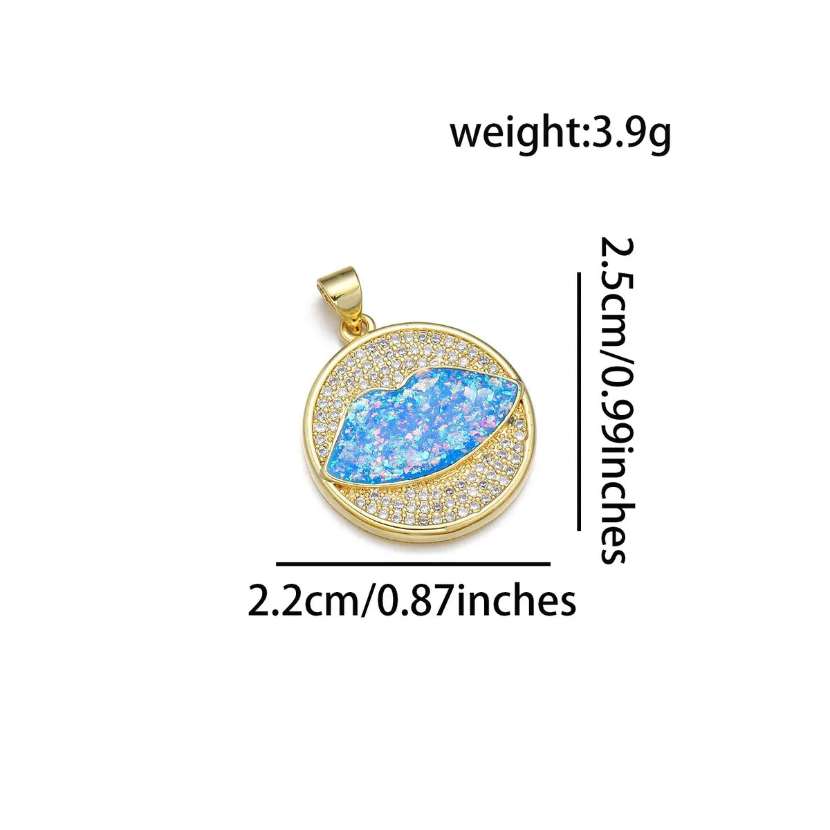 1 Piece 22*25MM Copper Zircon 18K Gold Plated Lips Round Polished Pendant