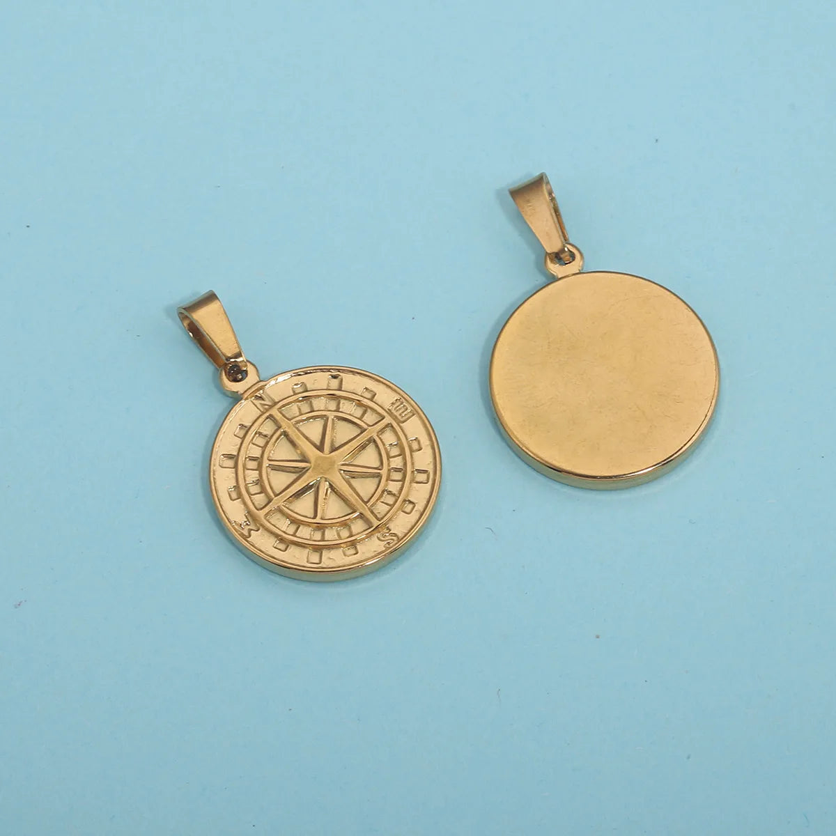 1 Piece 22*33mm 304 Stainless Steel Compass Hammered Pendant