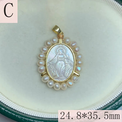 1 Piece 22.9*35.2mm 24.8*35.5mm Copper Shell Zircon 18K Gold Plated Human Geometric Virgin Mary Pendant