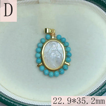 1 Piece 22.9*35.2mm 24.8*35.5mm Copper Shell Zircon 18K Gold Plated Human Geometric Virgin Mary Pendant