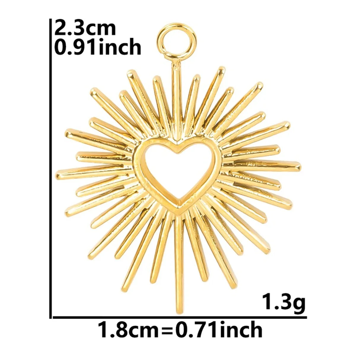 1 Piece 23*18mm Hole 2~2.9mm 304 Stainless Steel 18K Gold Plated Heart Shape Pendant