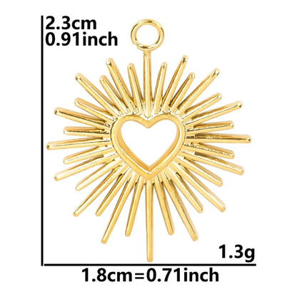 1 Piece 23*18mm Hole 2~2.9mm 304 Stainless Steel 18K Gold Plated Heart Shape Pendant