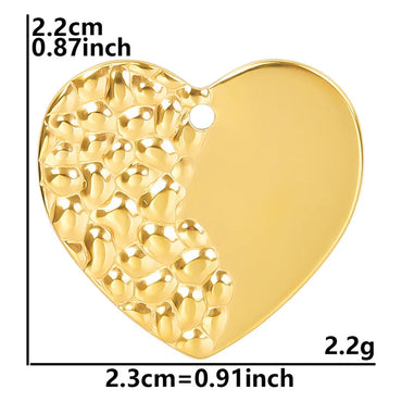 1 Piece 23*22mm Hole 1~1.9mm 304 Stainless Steel 18K Gold Plated Heart Shape Pendant