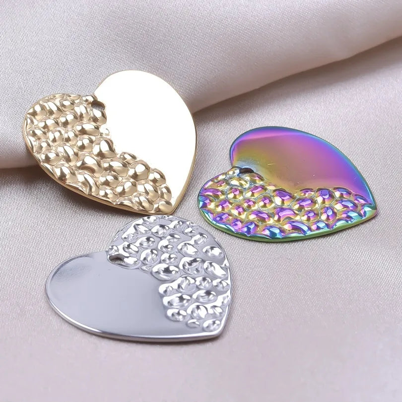 1 Piece 23*22mm Hole 1~1.9mm 304 Stainless Steel 18K Gold Plated Heart Shape Pendant