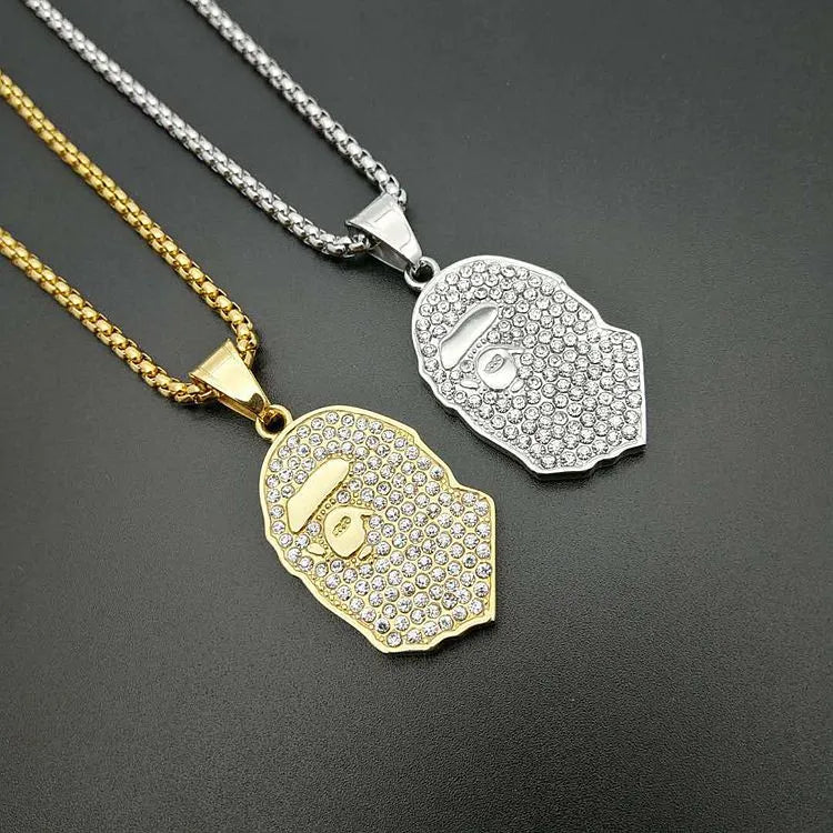 1 Piece 23*46mm 61CM Titanium Steel Ape Man Pendant Chain