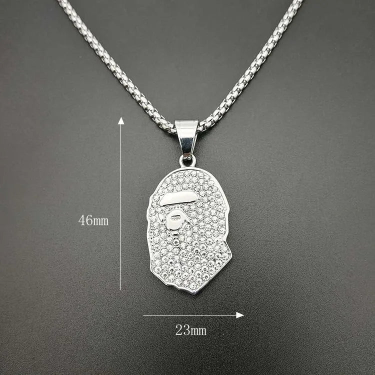 1 Piece 23*46mm 61CM Titanium Steel Ape Man Pendant Chain