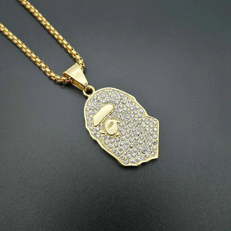 1 Piece 23*46mm 61CM Titanium Steel Ape Man Pendant Chain